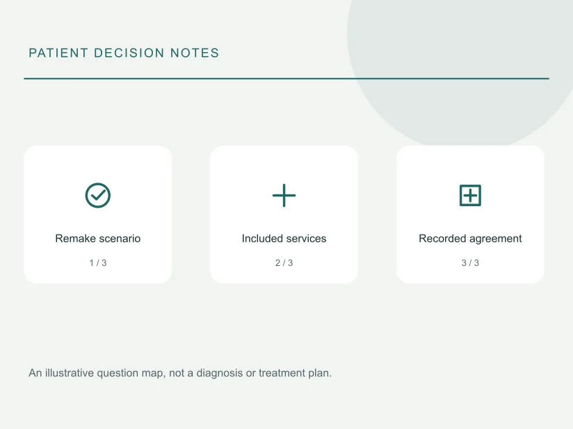 Decision map: Remake scenario; Included services; Recorded agreement